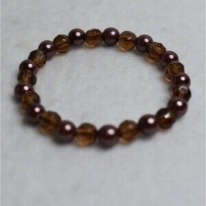 Shades Of Brown Simple Chic Beaded Stretch Like New Casual Bracelet